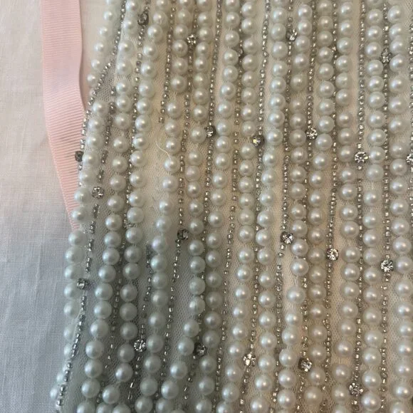 Mac Duggal White Pearl Beaded Square Neck Mini Dress (Size 0) - Picture 7 of 7